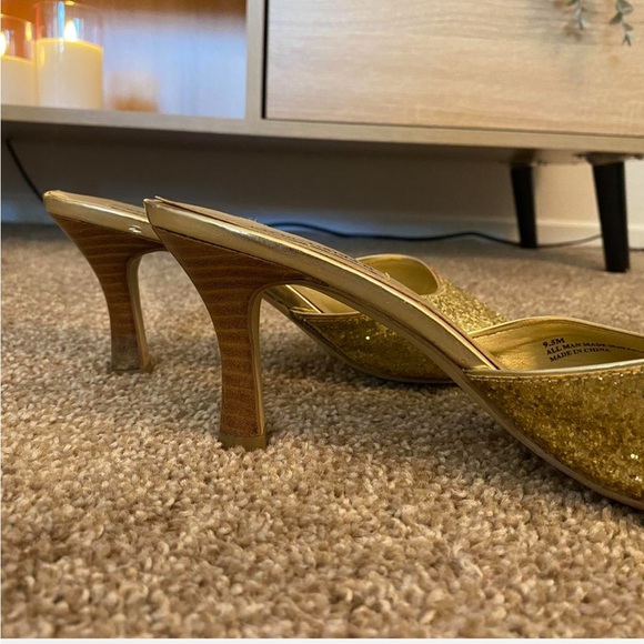 vintage steve madden gold glitter mule heels - Picture 4 of 5